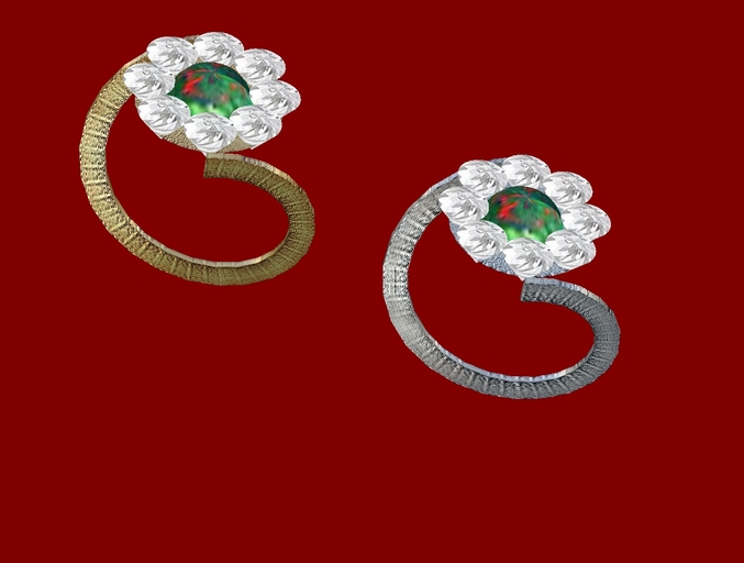 Bloodstone/Diamond cluster rings - boxed