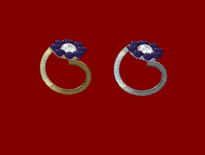 Diamond/Amethyst cluster rings - boxed