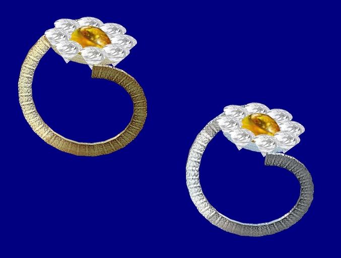 Amber/Diamond cluster rings - boxed