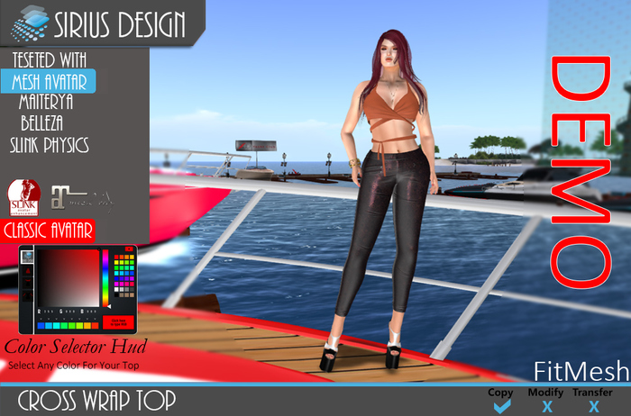 Sirius Design Cross Wrap Top  For ALL DEMOS Boxed