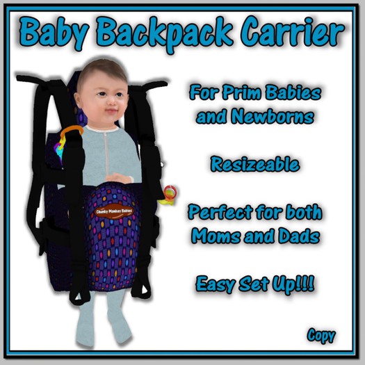 CM Baby Backpack Carrier Purple Print (Open)