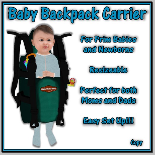 CM Baby Backpack Carrier Green Solid (Open)