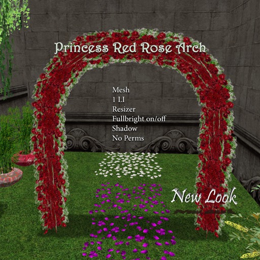 Princess Mesh Red Rose Arch - 1 LI with Resizer 