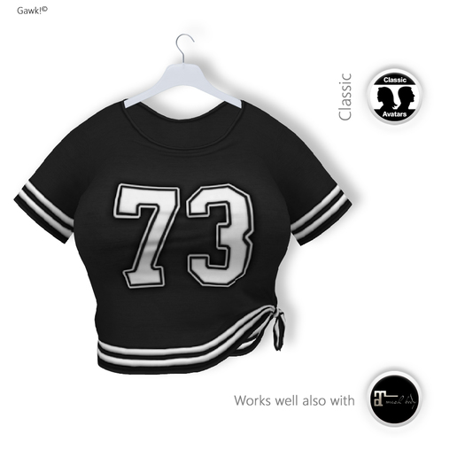 % S A L E % GAWK! Black Knotted Baseball Shirt | for Standard Avatar | works well with Maitreya Mesh Body