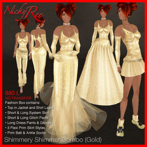 Nicky Ree Gowns - Shimmery Shimmer Combo - Gold