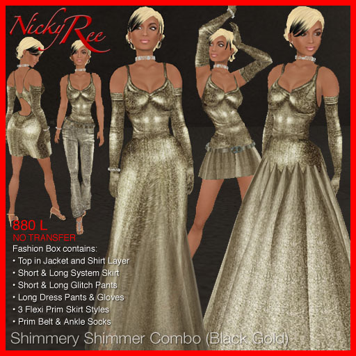 Nicky Ree Gowns - Shimmery Shimmer Combo - Black Gold