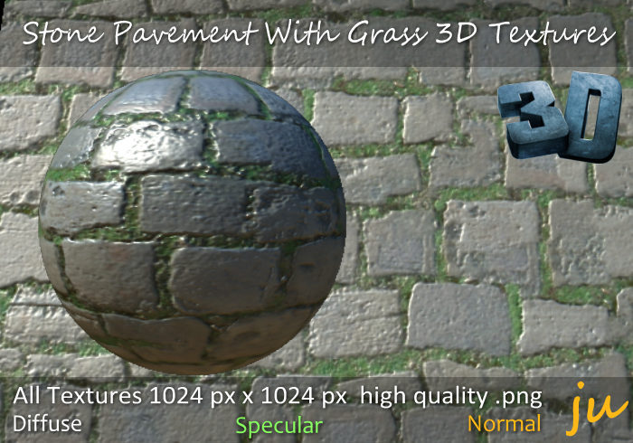 JU Stone Pavement With Grass 3D Textures Full Perm