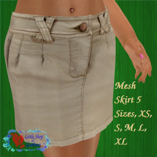 Beige Denim Mini Skirt Mesh DEMO