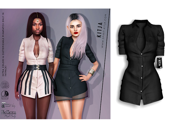 KITJA - Fam Shirt Dress BLACK