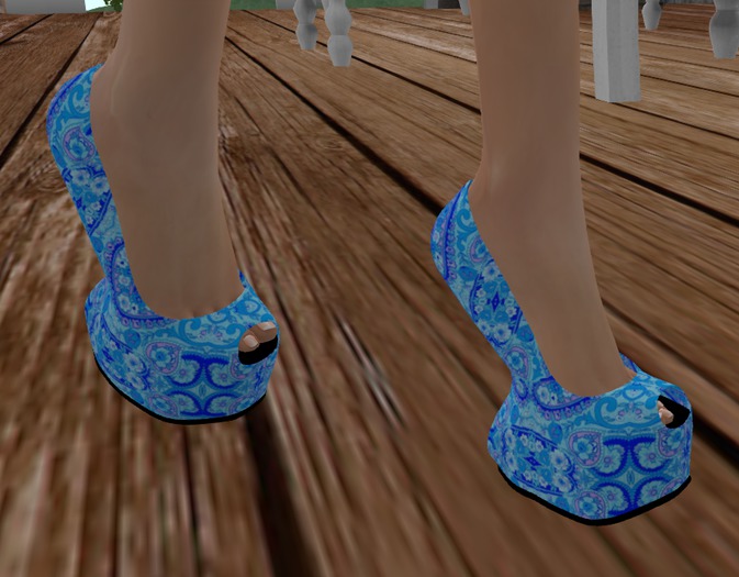 Paisley Blue Heel-less pump (w/resizer)