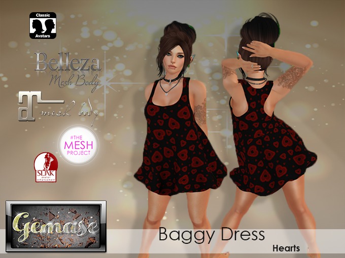 Gemase Designs - Baggy Dress - Hearts - Wear Me