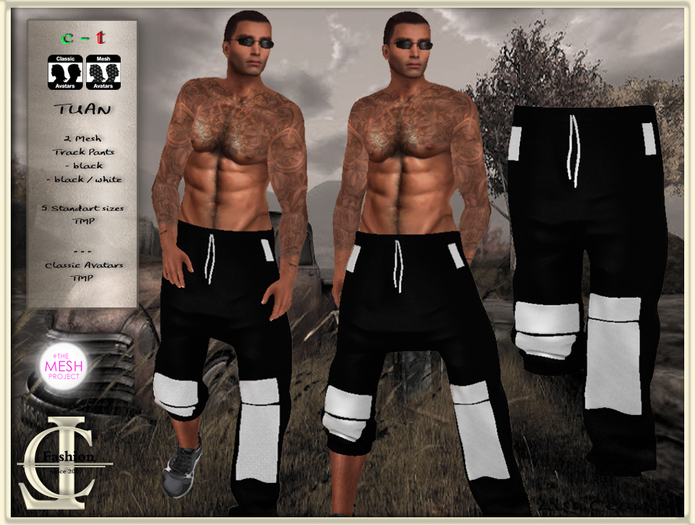 .:LC:. Tuan ~ Mesh Track Pants male [bx] black/white