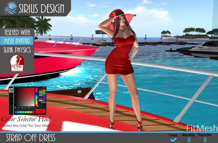 Sirius Design Strap Off Dress SLINK Boxed