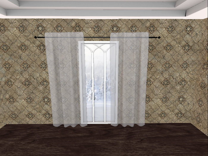 ::Garage Sale:: Mesh Curtain White Transp Wide Open