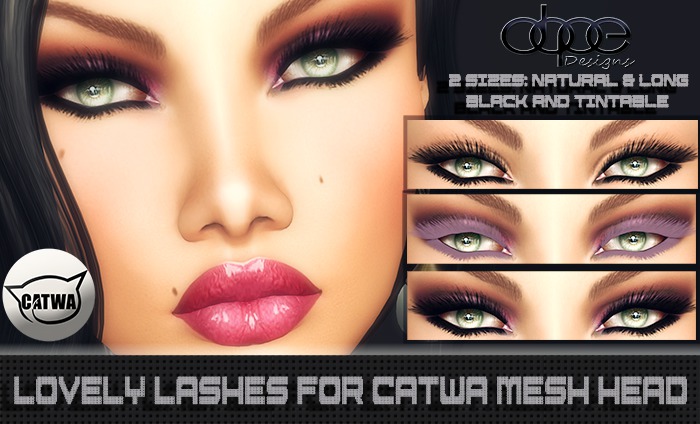::[DOPE Designs DEMO LOVELY LASHES For CATWA Mesh Head