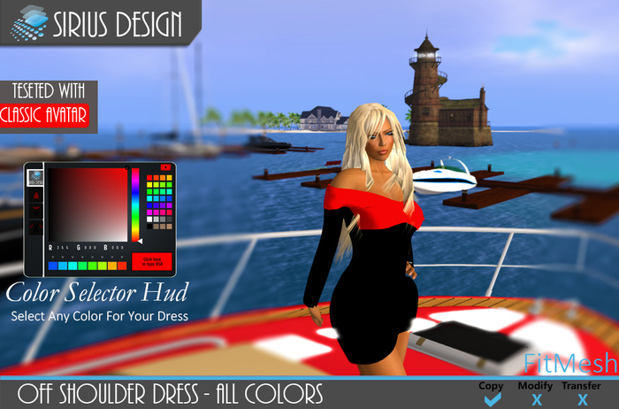 Sirius Design Off Shoulder Dress With Hud Boxed