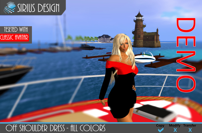 Sirius Design Off Shoulder Dress With Hud Boxed DEMO