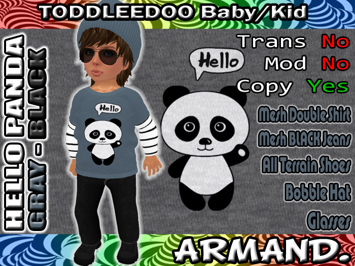 --ARMAND-- HELLO PANDA - GRAY-BLACK