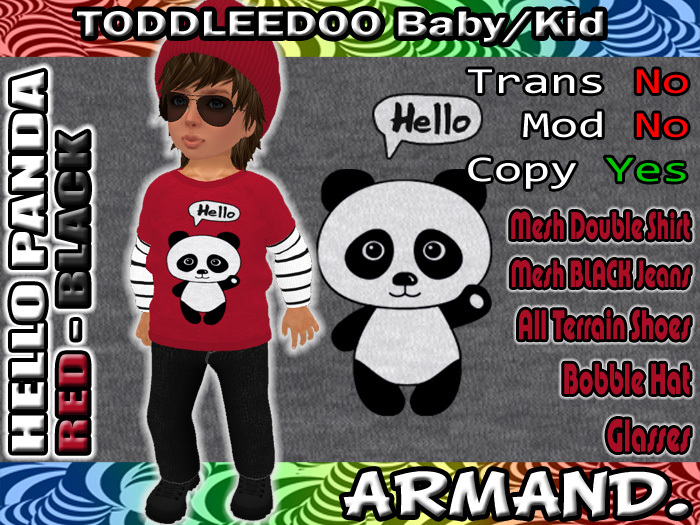 --ARMAND-- HELLO PANDA - RED-BLACK