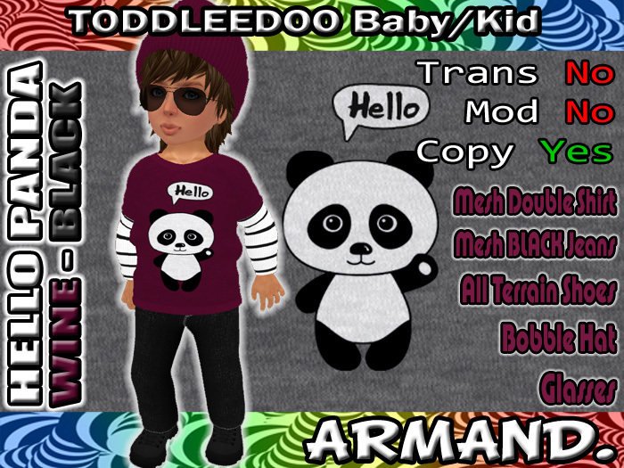 --ARMAND-- HELLO PANDA - WINE-BLACK