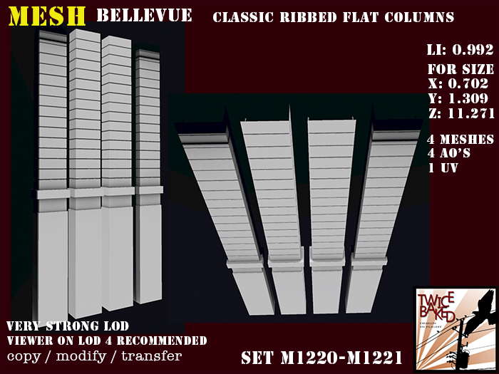 "TB" BV Classic ribbed flat columns M1220 M1221