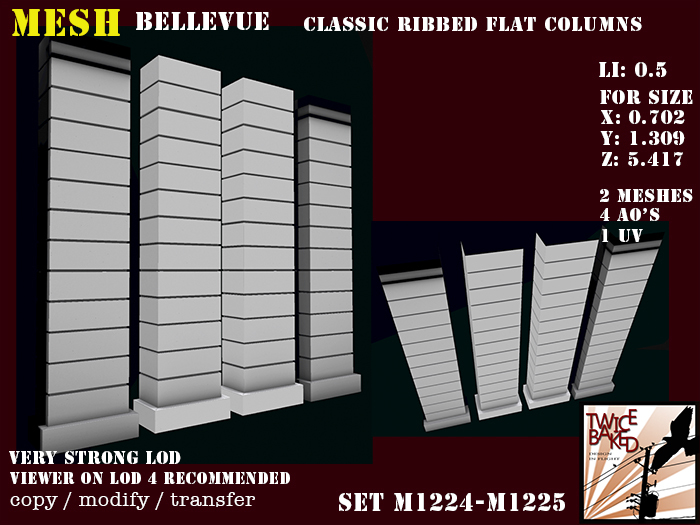 "TB" BV Classic ribbed flat columns M1224 M1225