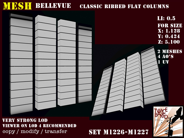 "TB" BV Classic ribbed flat columns M1226 M1227