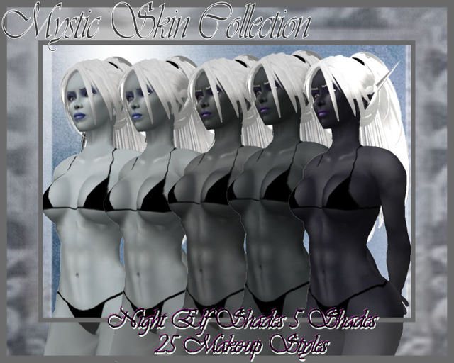 Mystic Female Skin Night Elf Complete Shades Collection 5 Makeup Choices