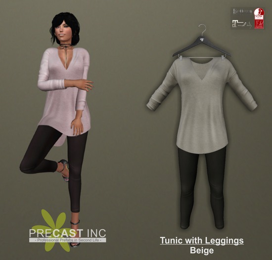 PRECAST Inc. - Tunic with Leggings - beige