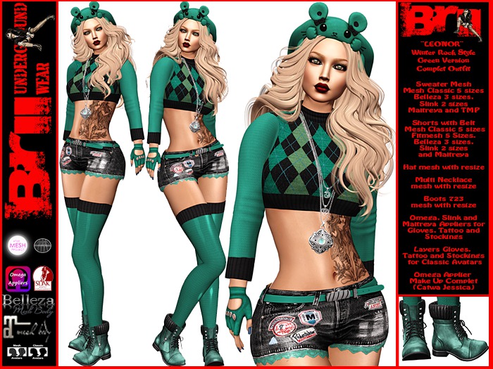 **LEONOR GREEN VERSION WINTER ROCK STYLE COMPLET OUTFIT **
