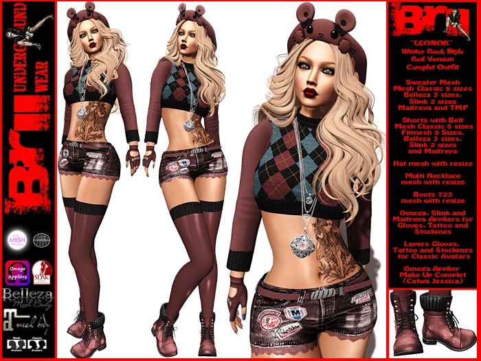 **LEONOR RED VERSION WINTER ROCK STYLE COMPLET OUTFIT **