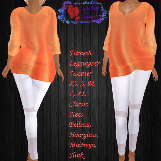 Orange Sweater And White Leggings Fitmesh