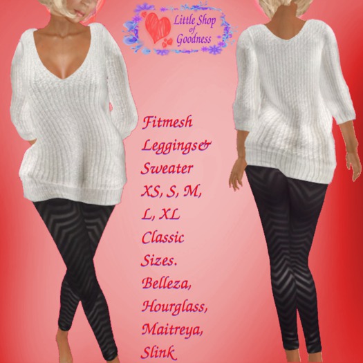 White Sweater Black Leggings Fitmesh
