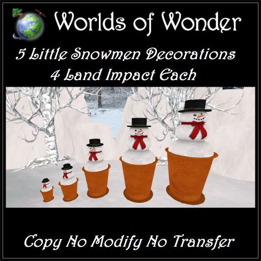 WoW 5 Little Snowmen In Flower Pots!
