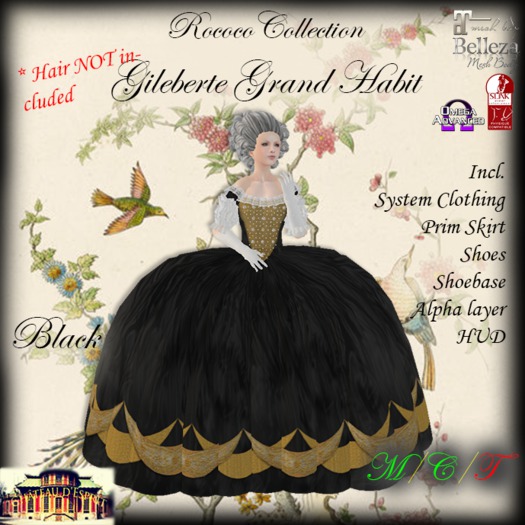 ~CdE~ Rococo Gileberte Grand Habit Gown BLACK