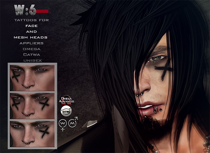 W:6 cross out face tattoos