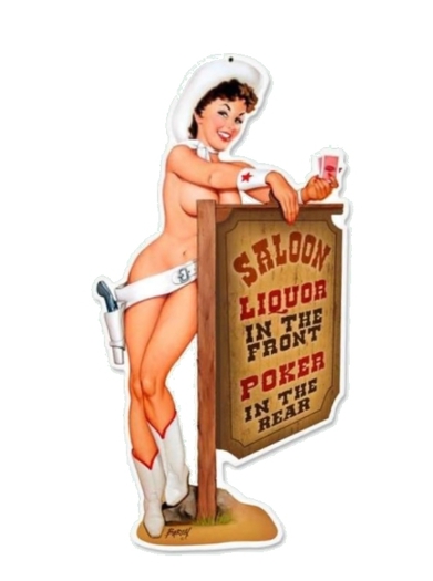 COWGIRL PINUP Girl Metal Plate Poster Alpha