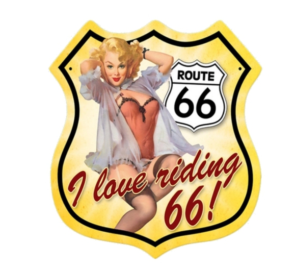 ROAD 66 PINUP Girl Metal Plate Poster Alpha