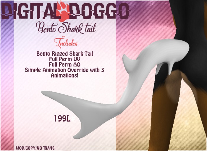 [Digital Doggo] Bento Shark Tail (Wear/Add)