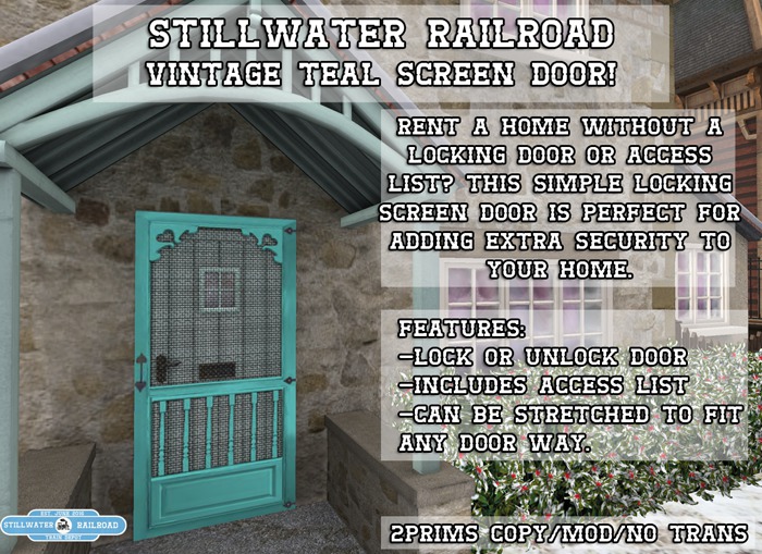 ~*SR*~ Vintage Teal Screen Door [Boxed]