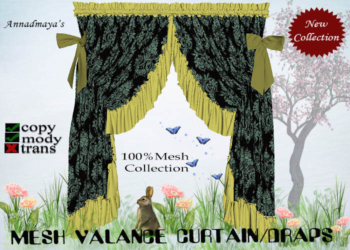 *Mesh valance curtain/drapes, VA 21