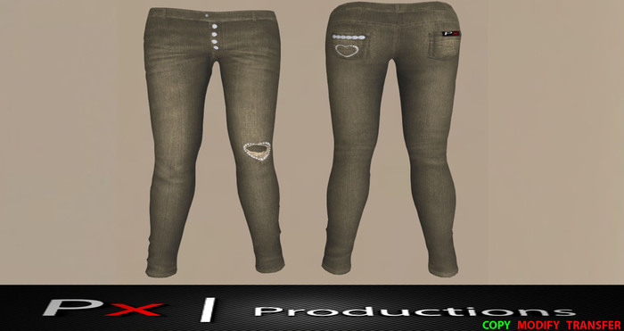 Mesh Ladies Skinny Low Rise Jeans Ripped w/Diamonds (Gray)