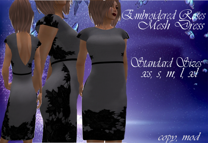 Embroidered Roses Belted Dress