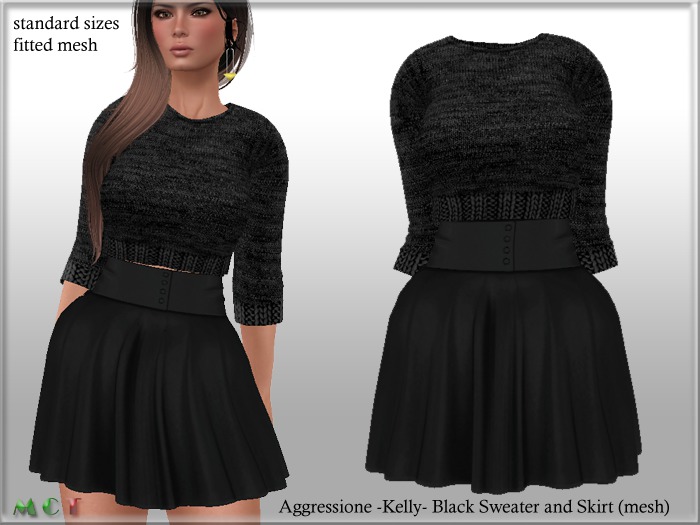 Aggressione Kelly Black Sweater and Skirt mesh (boxed)