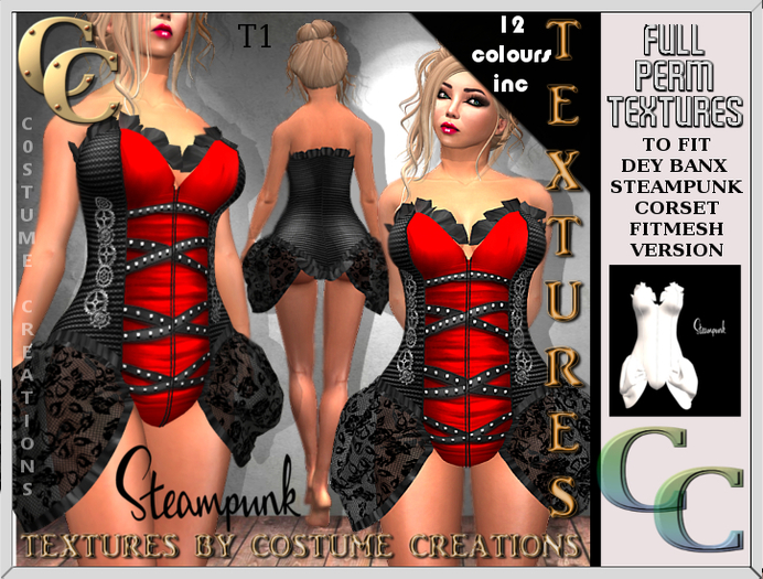 DEY BANX STEAMPUNK CORSET TEXTURE FATPACK  FULL PERM