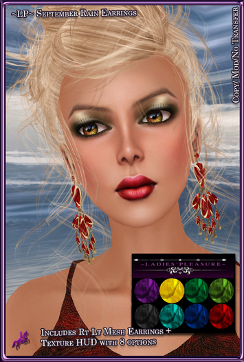 ~LP~September Rain Earrings [BOXED] Texture Scripted