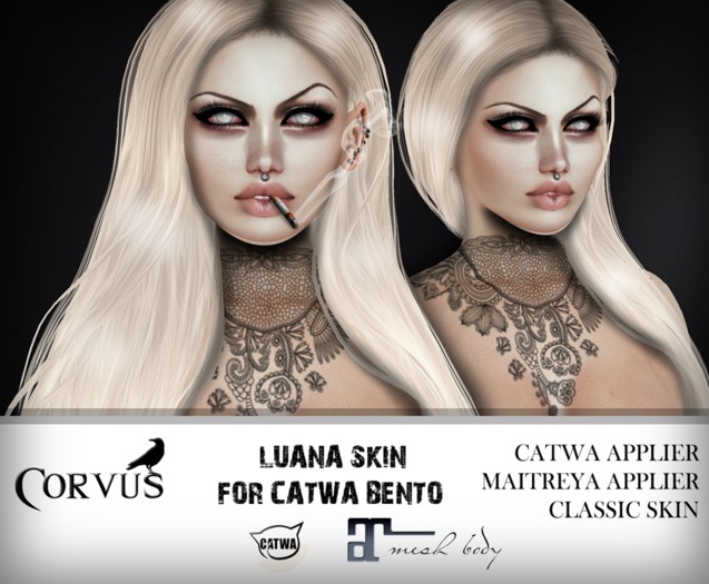 Corvus : Luana Bom Skin and applier for Catwa Bento