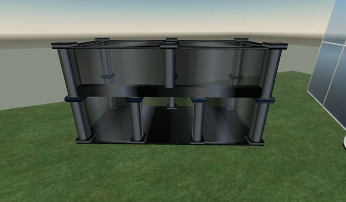 LED Black Metallic 512m2 Pillar Building