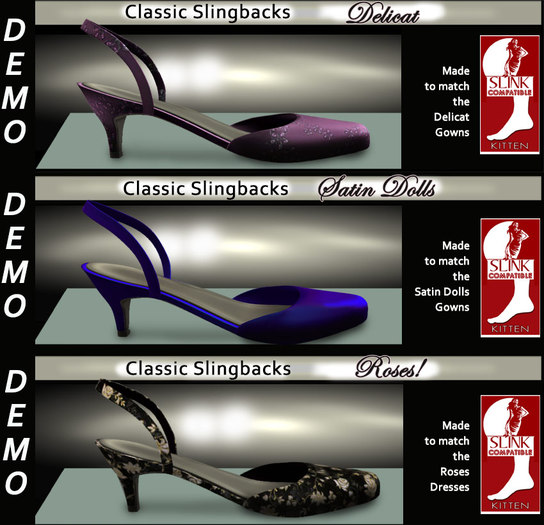 C&F Kitten SLINK Slingbacks ALL Demo Color Assortment