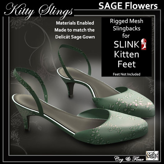 C&F Slink KITTEN Slingbacks - Delicat Sage 